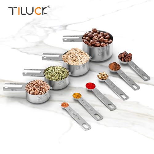 Eco-Friendly TILUCK Stainless Steel Measuring Cups & Spoons Set, for Daily Use
