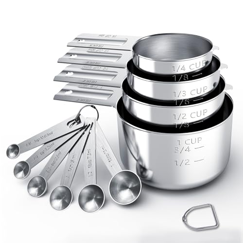 Eco-Friendly TILUCK Stainless Steel Measuring Cups & Spoons Set, for Daily Use