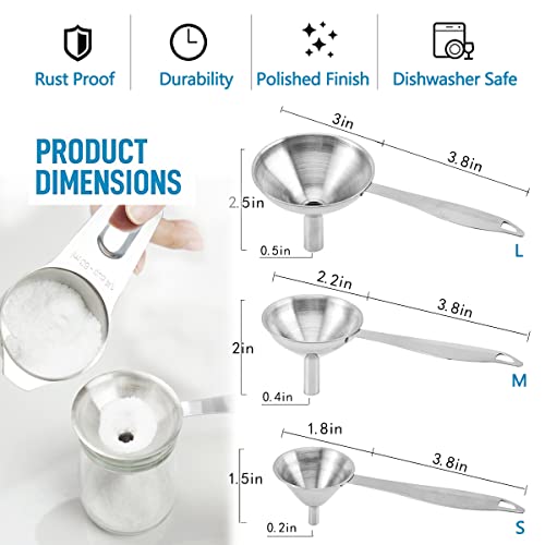 Small Funnels for Filling Bottles, 3 Pcs Stainless Steel