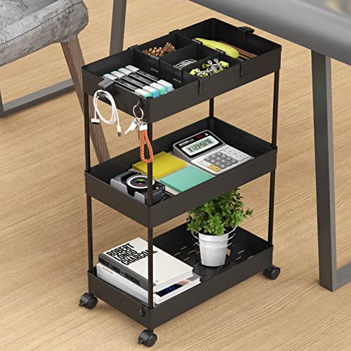 SPACELEAD 3 Tier Rolling Cart with Wheels, Storage Set