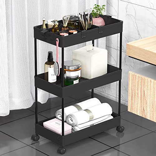 SPACELEAD 3 Tier Rolling Cart with Wheels, Storage Set